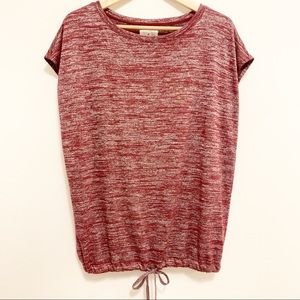 Lou & Grey Heather Burgundy Knit Drawstring Top M